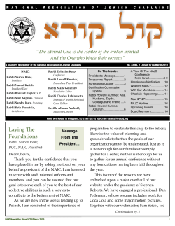 Laying The Foundations - National Association of Jewish Chaplains