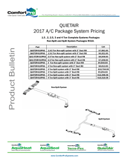 Pro duc t Bu lletin - Comfort Pro Systems