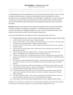 The Outsiders &ndash; Dialectical Journals