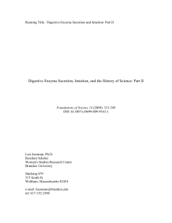 Digestive Enzyme Secretion, Intuition, and the History of Science