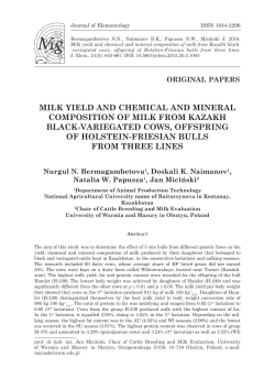 milk yield and chemical and mineral composition of milk from kazakh