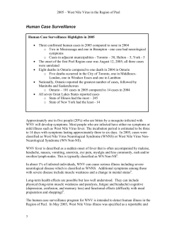 2005 &ndash; West Nile Virus in the Region of Peel