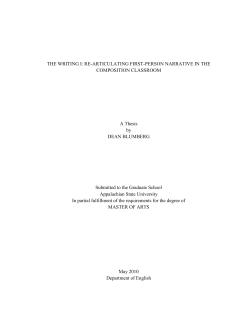 THE WRITING I: RE-ARTICULATING FIRST