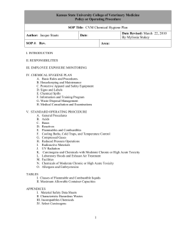 CVM Chemical Hygiene Plan - Kansas State University College of