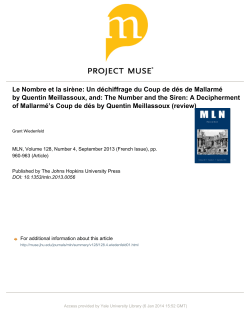 Le Nombre et la sir&egrave;ne: Un d&eacute;chiffrage du Coup de d&eacute;s de Mallarm&eacute;
