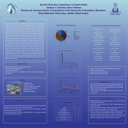 Genetic Disorders: Experience in Saudi Arabia Jumana Y. Al