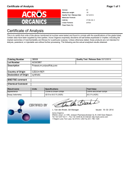 Certificate of Analysis