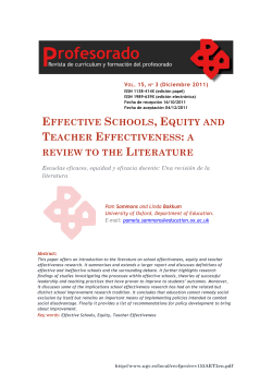 EFFECTIVE SCHOOLS, EQUITY AND TEACHER EFFECTIVENESS