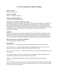 Initial Course Placement