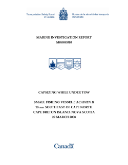 MARINE INVESTIGATION REPORT M08M0010 CAPSIZING WHILE