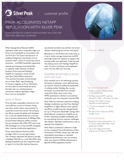PRIVA ACCELERATES NETAPP REPLICATION WITH SILVER PEAK