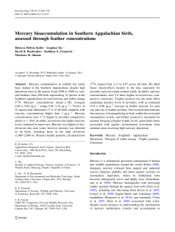 Mercury bioaccumulation in Southern Appalachian birds, assessed