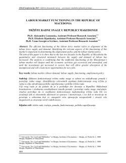 labour market functioning in the republic of macedonia trži&scaron;te radne