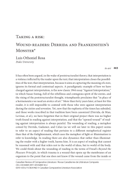 Derrida and Frankenstein`s Monster