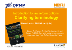 Clarifying terminology yg gy - Drug Policy Modelling Program
