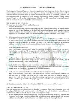 GENESIS 27:41-28:9 THE WAGES OF SIN