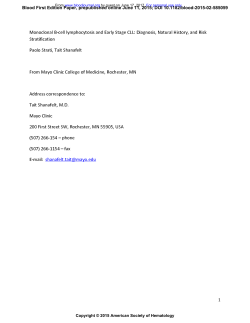 Monoclonal B-cell lymphocytosis and Early Stage CLL