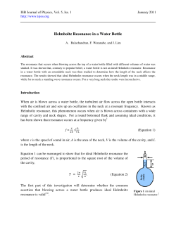 Helmholtz Resonance in a Water Bottle