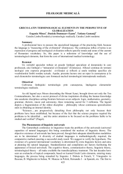 FILOLOGIE MEDICALĂ