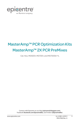Protocol for MasterAmp&trade; PCR Optimization Kits
