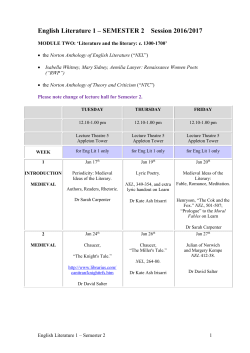 English Literature 1 &ndash; SEMESTER 1 2011/12