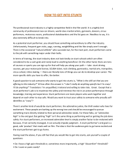 The professional stunt industry is a highly competitive