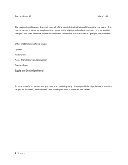 1 | Page Practice Exam #2 Math 1160 The material on this exam