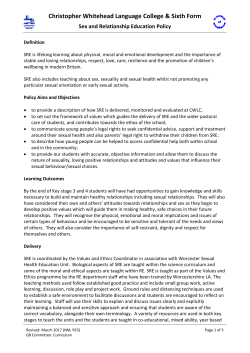 Sex and Relationship Education - Christopher Whitehead Language