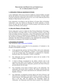PROCEDURES FOR PRESENTING THE LETTERS OF CREDENCE