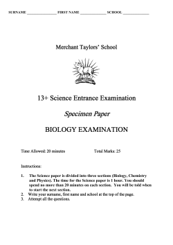 MTS 13+ 2017 Biology Exam Specimen