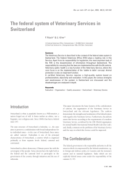 The federal system of Veterinary Services in Switzerland