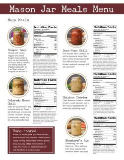 Mason Jar Meals Menu