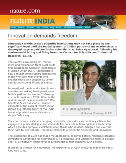 Nature India`s report on VA Shiva`s initiatives to monetize innovation