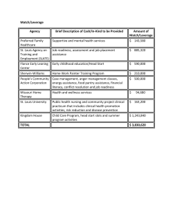 Match/Leverage Agency Brief Description of Cash/In