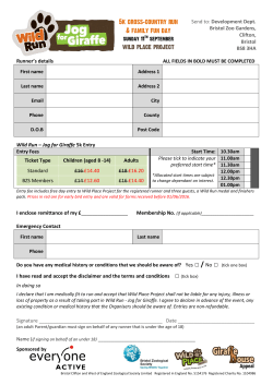 Runner`s details Wild Run &ndash; Jog for Giraffe 5k Entry Ticket Type