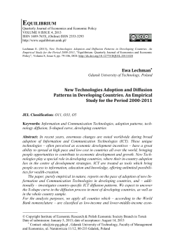 EQUILIBRIUM Ewa Lechman* New Technologies Adoption