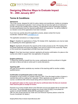 Designing Effective Ways to Evaluate Impact 16 &ndash; 20th January 2017