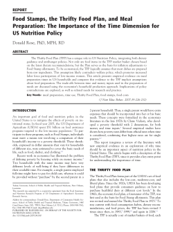 Food Stamps, the Thrifty Food Plan, and Meal Preparation