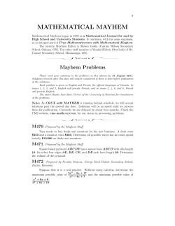 Mayhem Problems: M470