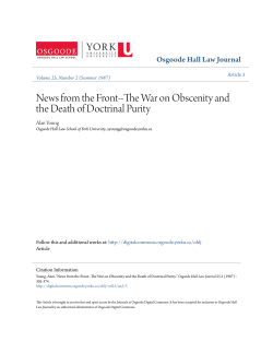 news from the front - the war on obscenity and the death of doctrinal