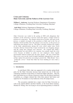 Crisis and Criticism: Duke University and the Failures