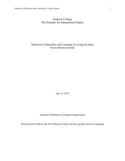 Montessori Education and Learning in Living Systems