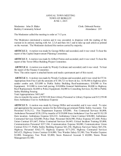 2015 ANNUAL TOWN MEETING MINUTES