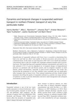 Dynamics and temporal changes in suspended sediment transport