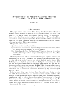 INTRODUCTION TO ABELIAN VARIETIES AND THE AX