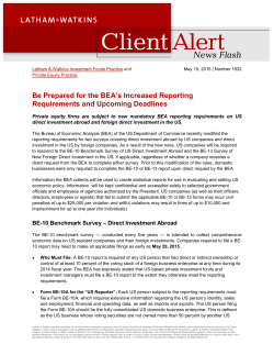 Be Prepared for the BEA`s Increased Reporting Requirements and