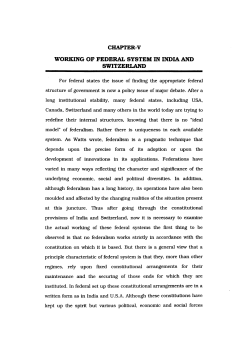 CHAPTER-V WORKING OF FEDERAL SYSTEM IN INDIA AND