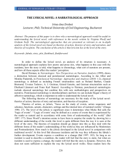 THE LYRICAL NOVEL: A NARRATOLOGICAL APPROACH Irina