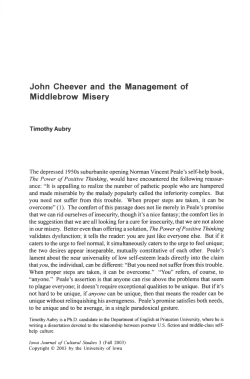 John Cheever and the Management of Middlebrow Misery