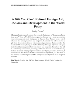 A Gift You Can`t Refuse? Foreign Aid, INGOs and